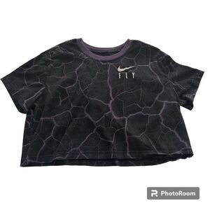 NIKE "Fly" Basketball Crop Top Purple and Black Printed T-Shirt Women's XL EUC